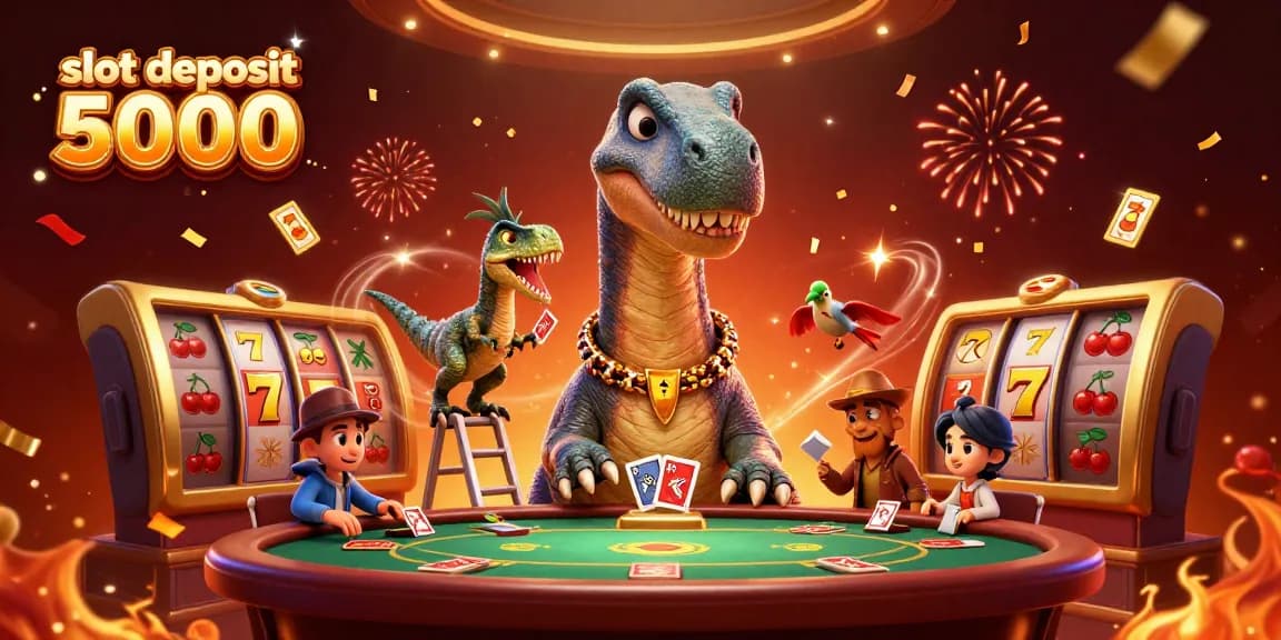 Spin huge wins with slot deposit 5000 while a giant brontosaurus oversees the action!