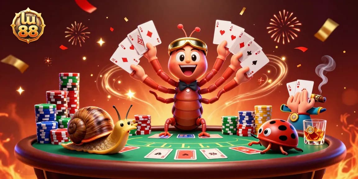 Experience thrilling gameplay with lu 88 as a dealer orchestrates a vibrant casino scene.
