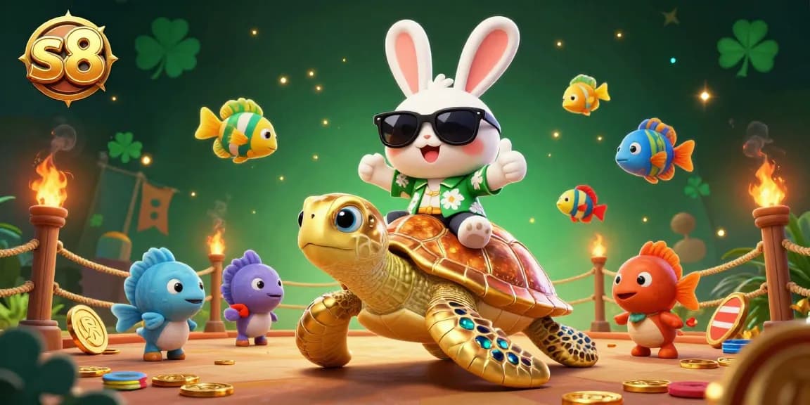 Engage with S8’s vibrant casino experience featuring a lucky rabbit and golden turtle!