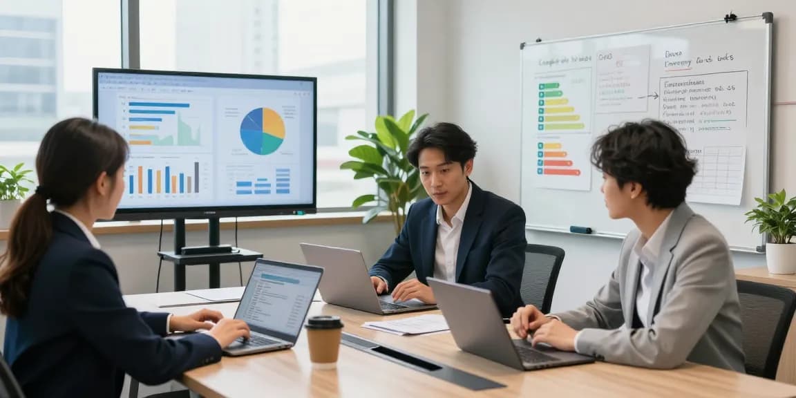 Team reviewing business energy comparison uk in a modern office setting