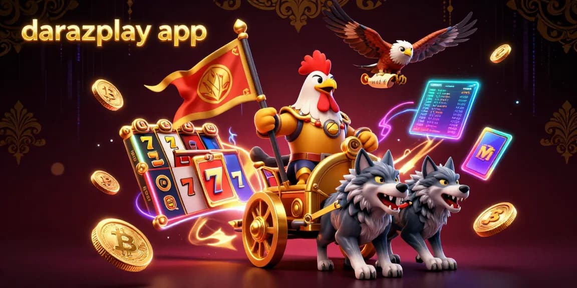 Play with the darazplay app for exciting slot reels and big wins in an energetic 3D casino scene.