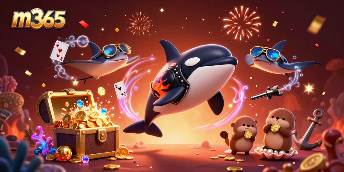 Experience big wins at m365 with a vibrant underwater casino adventure featuring joyful sea creatures.