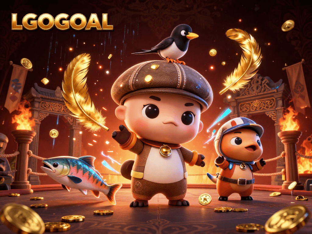 Engage with LGOGOAL's exciting gambling universe featuring cartoonish characters and vibrant casino elements.