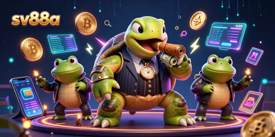 Engage with sv88a as a snapping turtle cigar player rules the casino with crypto elements.