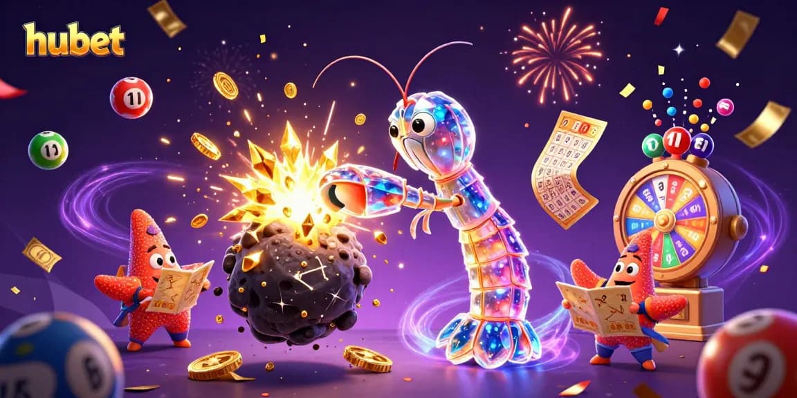 hubet offers exciting gambling experiences with colorful lottery balls and vibrant casino elements.