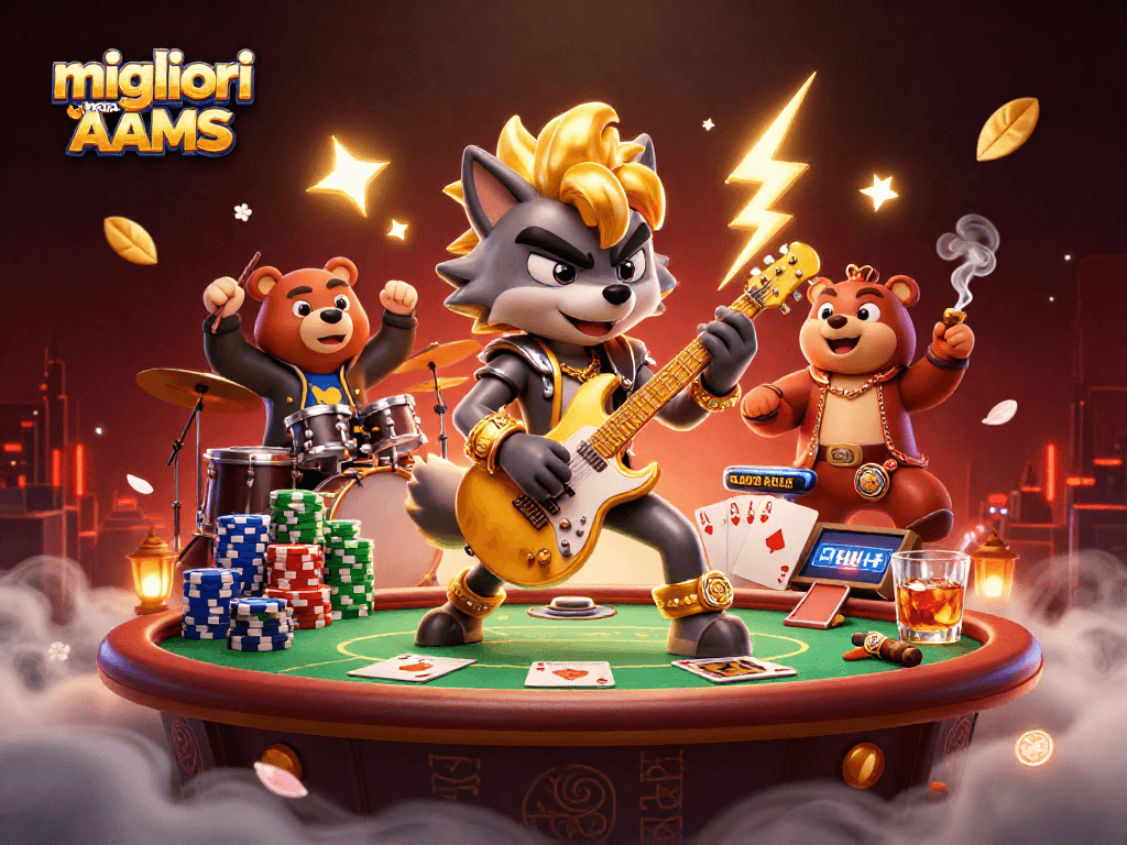 Scopri i migliori casino non AAMS con una vivace scena di gioco, ricca di dettagli e colori.