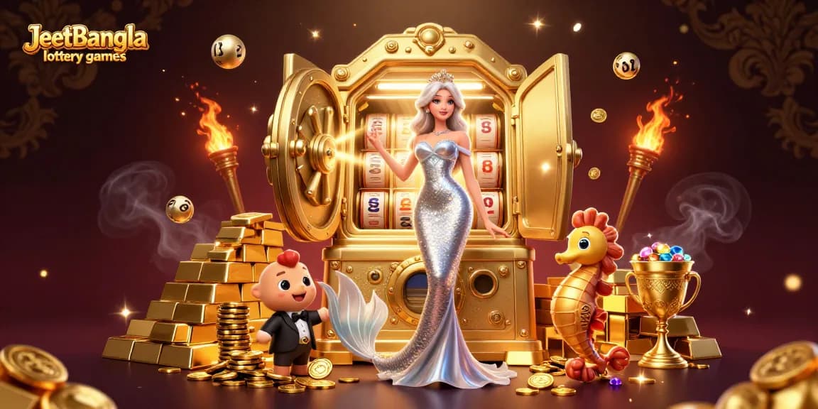 Win big with JeetBangla lottery games featuring vibrant 3D digital illustrations.