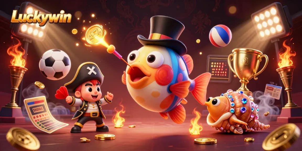 Engage with Luckywin's exciting casino games featuring unique characters in a vibrant underwater theme.