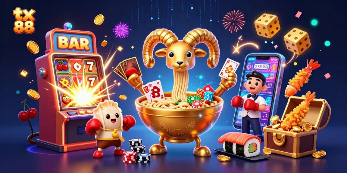 Win big with tx 88 at the casino, featuring vibrant characters and exciting gaming elements.