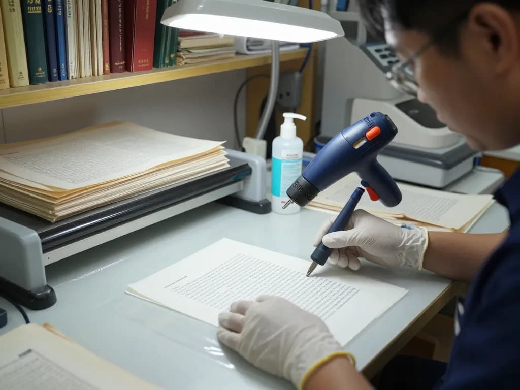 Expert technician providing Địa chỉ bóc ép plastic services, restoring documents without damage.