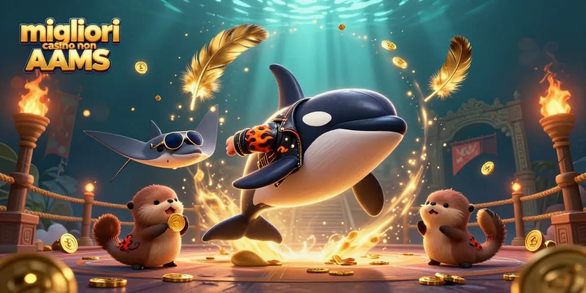 I migliori casino non AAMS offrono emozioni nel gioco con orche e animali marini in un'illustrazione dinamica