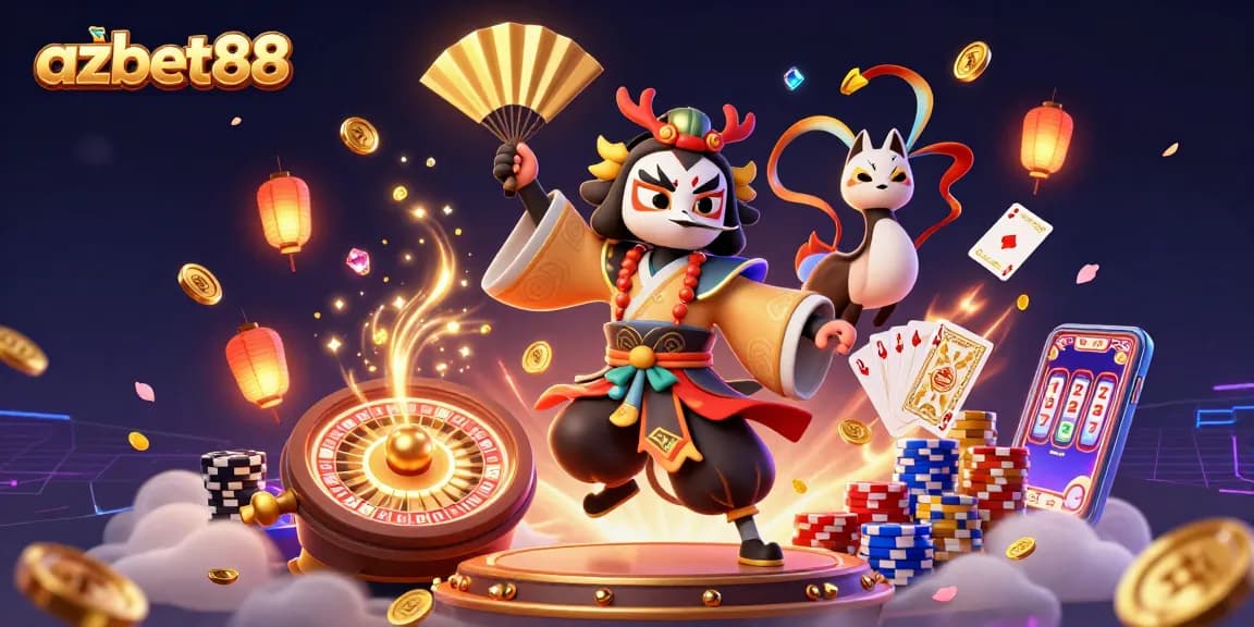 Win big with azbet88 in this vibrant and dynamic casino scene filled with golden coins and gaming excitement.
