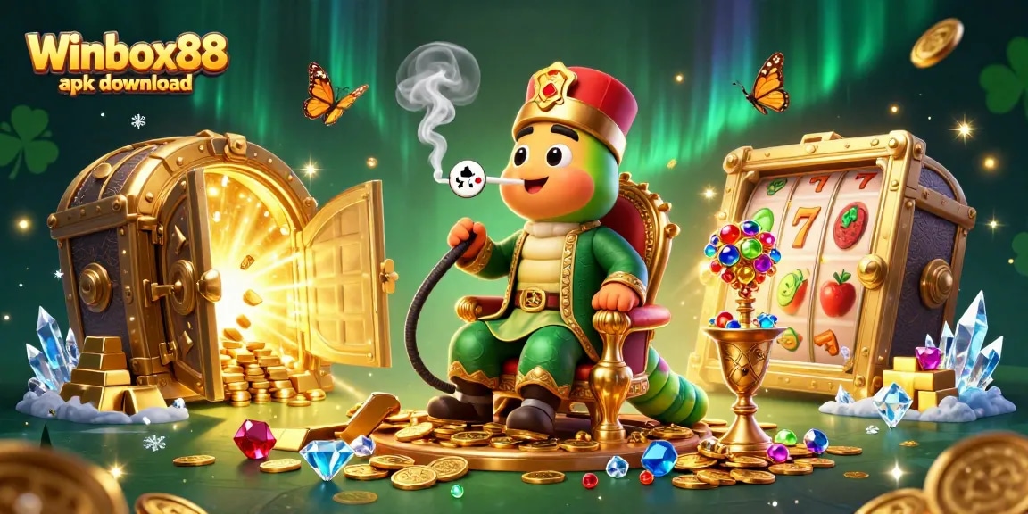 Experience the thrill of gaming with Winbox88 apk download in a vibrant casino-themed illustration.