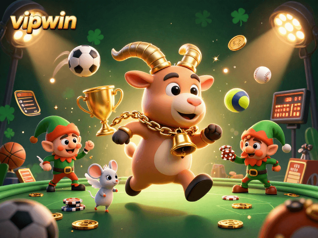 Engage in electrifying gambling excitement with vipwin in a thrilling 3D casino scene.