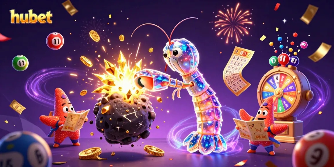 hubet offers exciting gambling experiences with colorful lottery balls and vibrant casino elements.