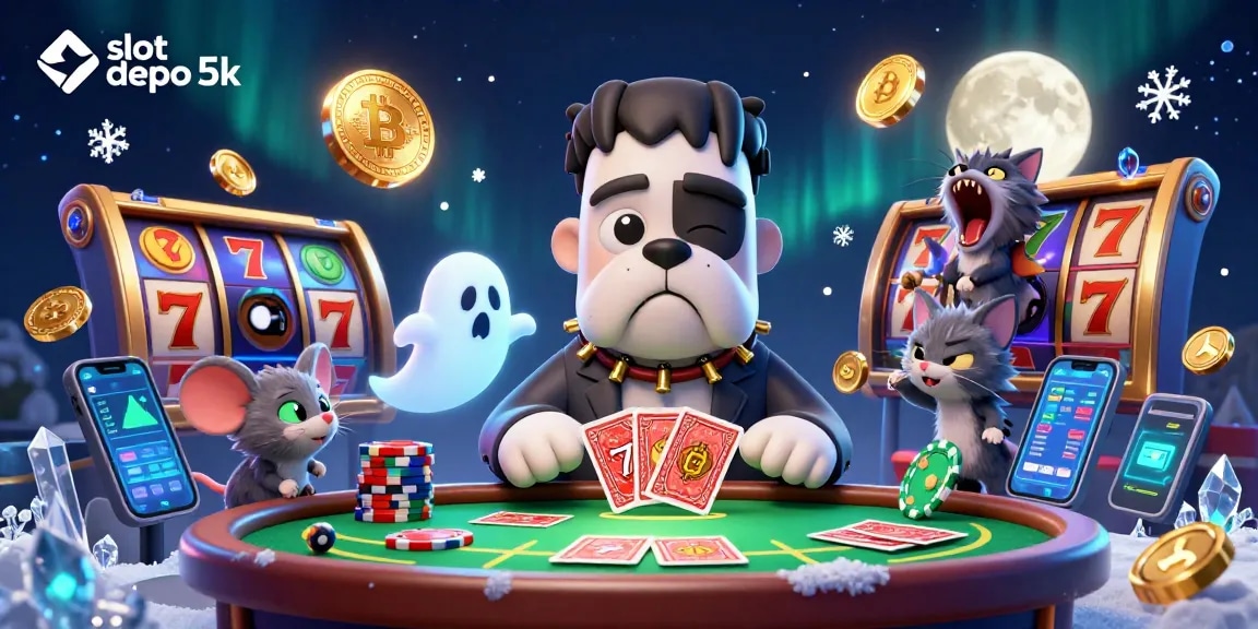 Experience thrilling gameplay at slot depo 5k with engaging characters and vibrant casino elements.