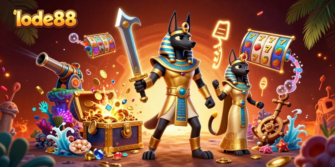 Spin the slots with lode88 as Anubis and Bastet bring fortune amidst underwater treasures.