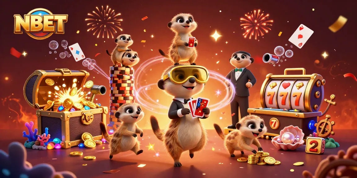Experience immersive gameplay at NBET with meerkat dealers and vibrant casino action.