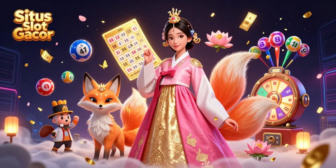 Situs Slot Gacor offers vibrant gameplay with a luxurious atmosphere featuring a graceful Asian woman and lucky fox amidst dynamic game elements.