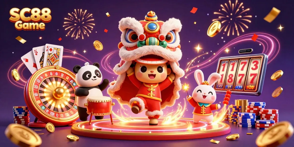 Immerse in the excitement of SC88 Game with an animated scene of celebration and winnings.