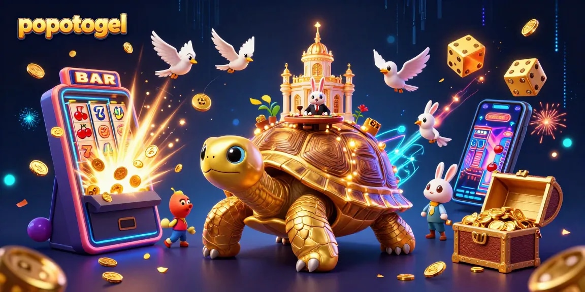 Experience exhilarating gameplay at popotogel with a vibrant 3D illustration showcasing high-stakes thrills and dynamic casino elements.