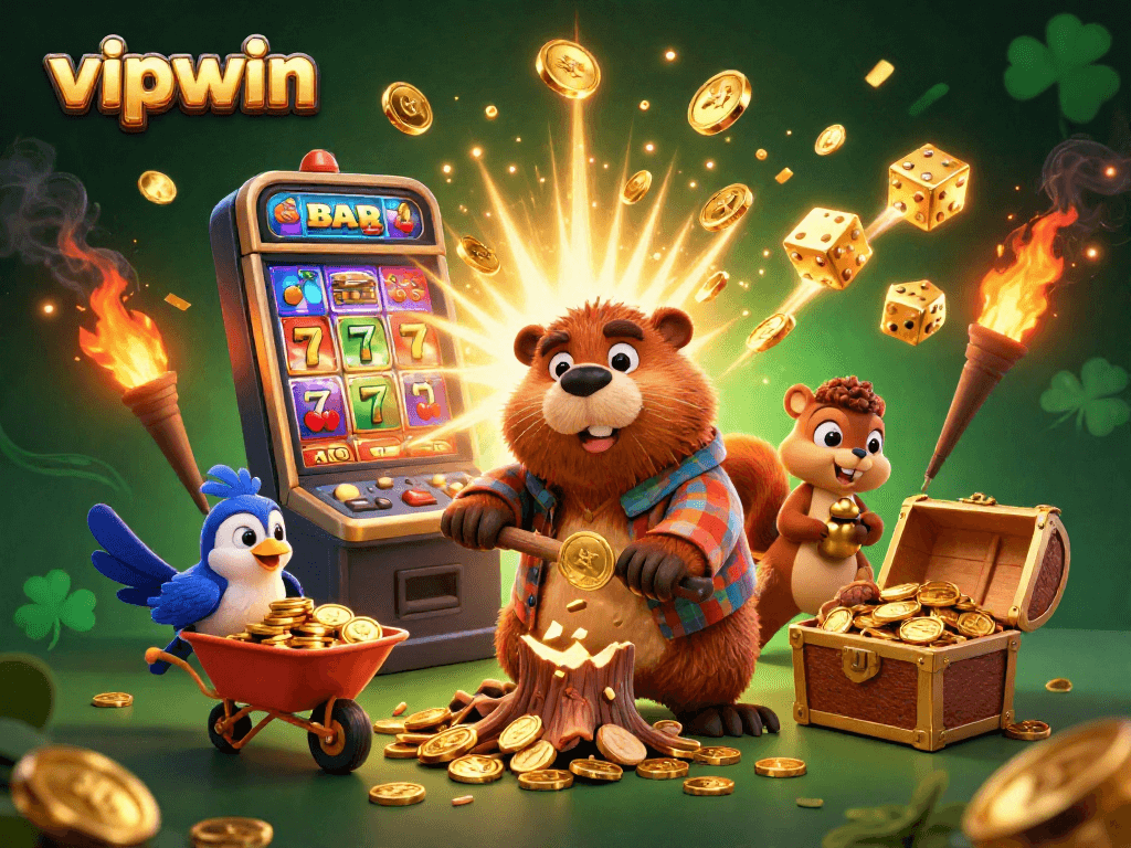 Win big with vipwin: Explore a vibrant cartoon casino world overflowing with golden treasures and exciting games.