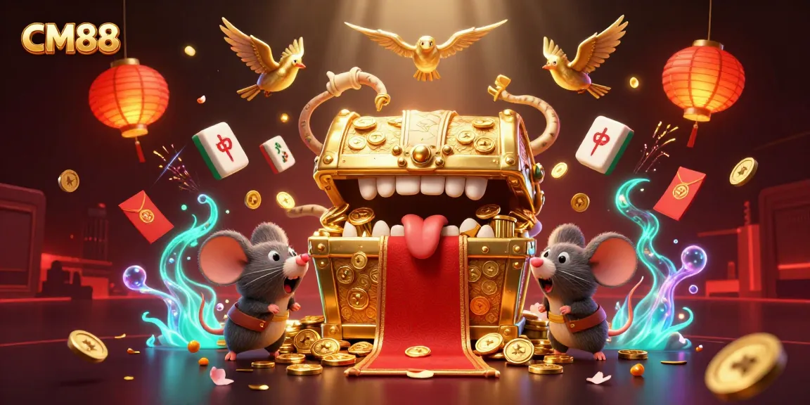 Spin and win with CM88's thrilling gaming experiences showcased in this vibrant casino illustration.