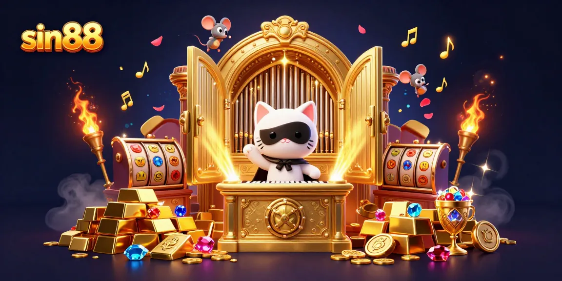 Engage with sin88's vibrant casino scene featuring a phantom cat and dynamic game elements.
