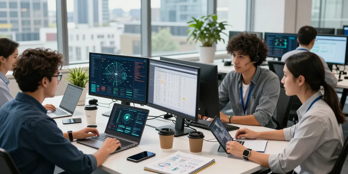 Dynamic IT support team collaborating in London, showcasing proactive business IT support services and advanced technology tools.