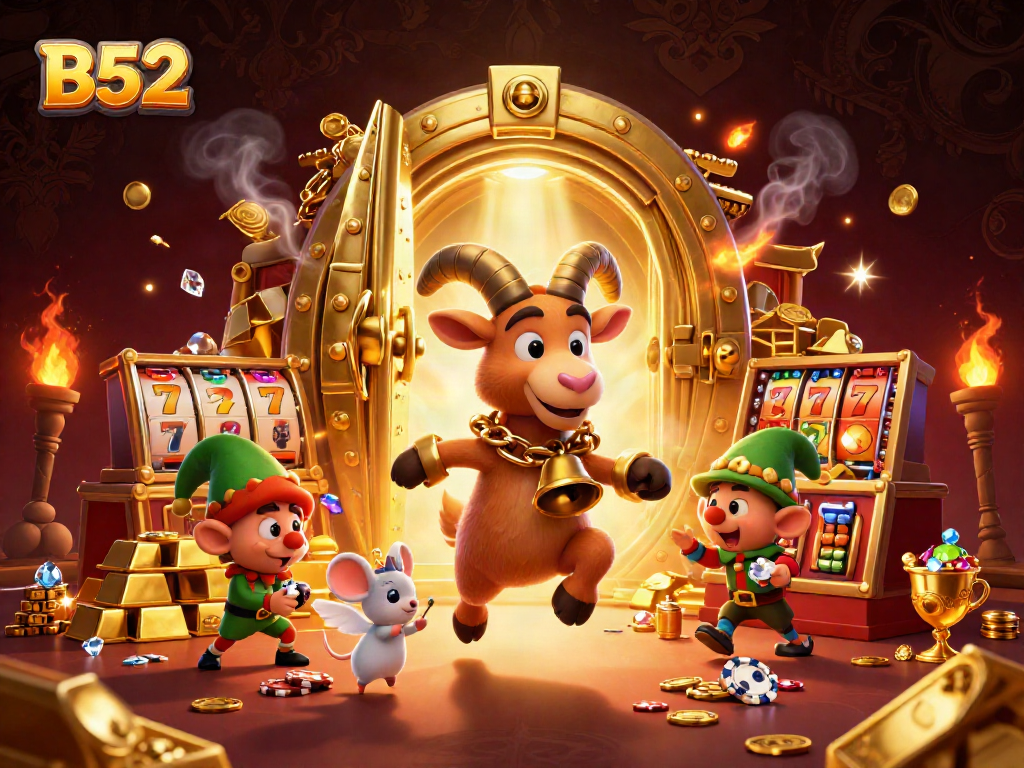 Experience thrilling action at B52 with colorful characters stealing poker chips in a captivating casino scene.