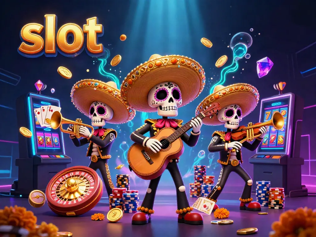 Catch vibrant slot action with Dia de los Muertos skeletons amidst dynamic gaming elements