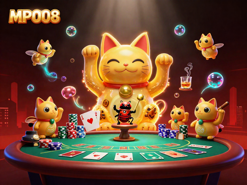 Experience exciting casino action with MPO08's dynamic lucky cat and poker elements