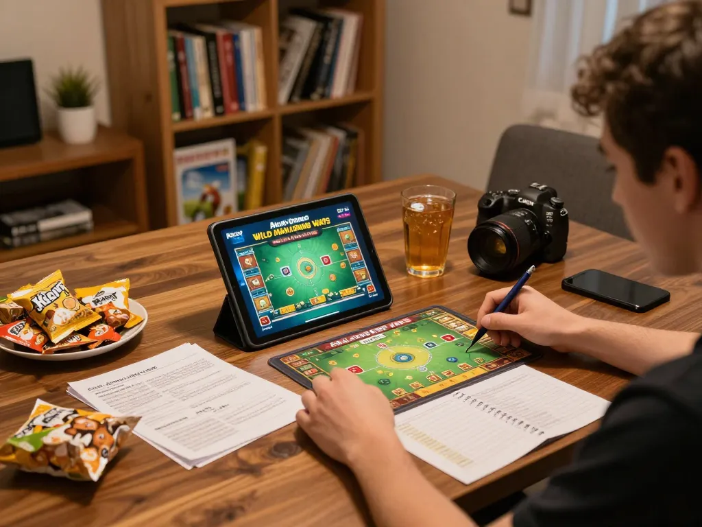 Experience playing Akun Demo on a tablet in a cozy home setting, emphasizing responsible gambling and strategic fun.
