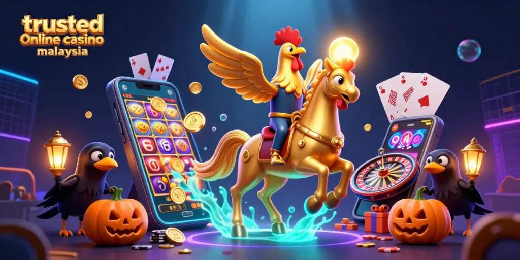 Play casino games with trusted online casino malaysia in a vibrant midnight setting.