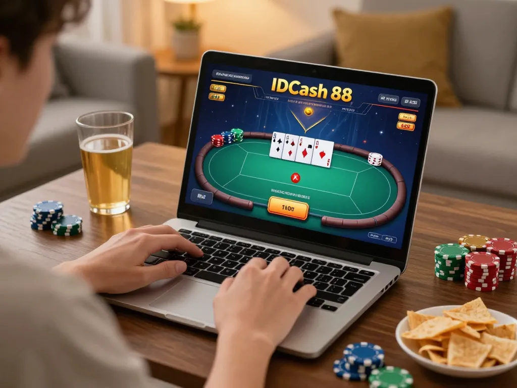 Engaging gameplay on IDCash 88 online casino with a player focused on their poker game.