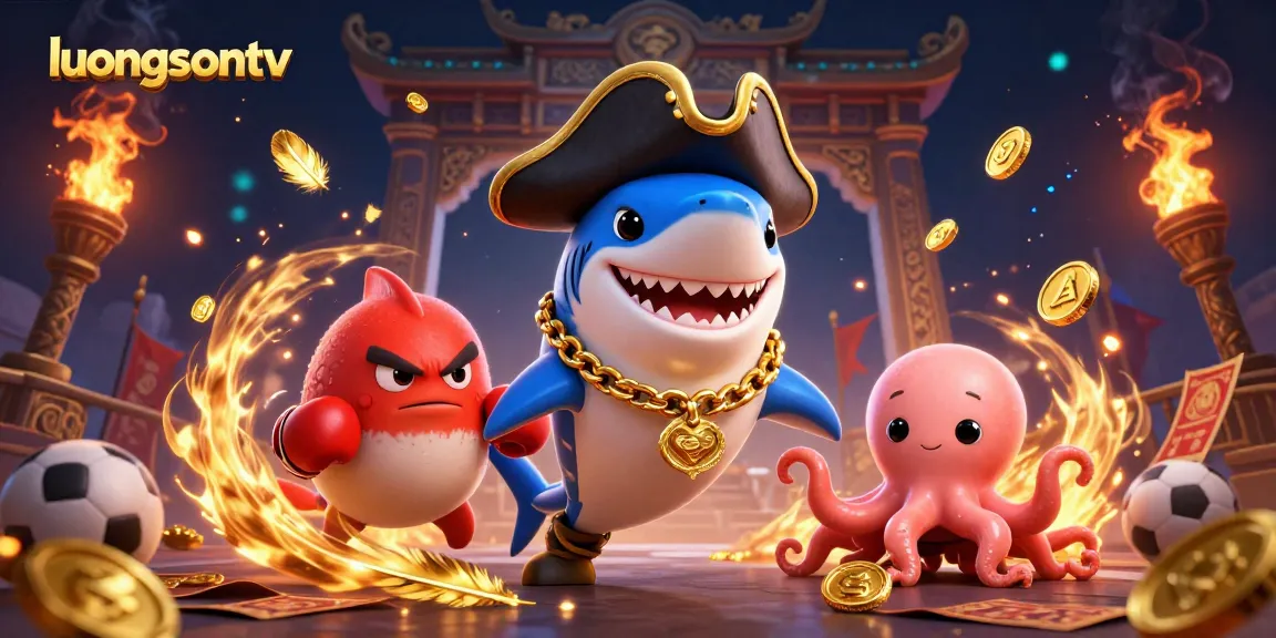 Experience thrilling sports betting at LuongSonTV with cartoon characters and engaging casino elements.