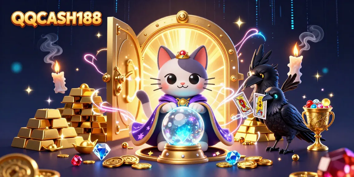 QQCASH188 showcases thrilling gaming energy with vibrant mystical characters and treasure.
