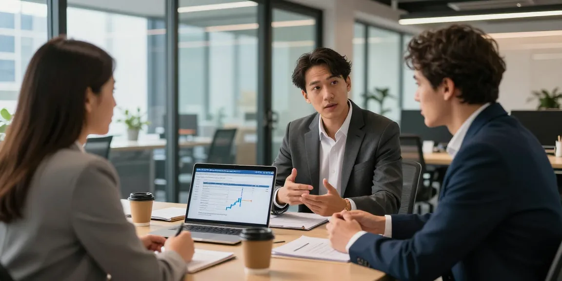 Engaged discussion about live transfer merchant cash advance leads in a modern office.