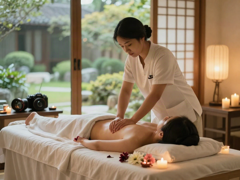 Relaxing home massage experience showcasing 동탄출장안마 with soothing ambiance and skilled therapist.