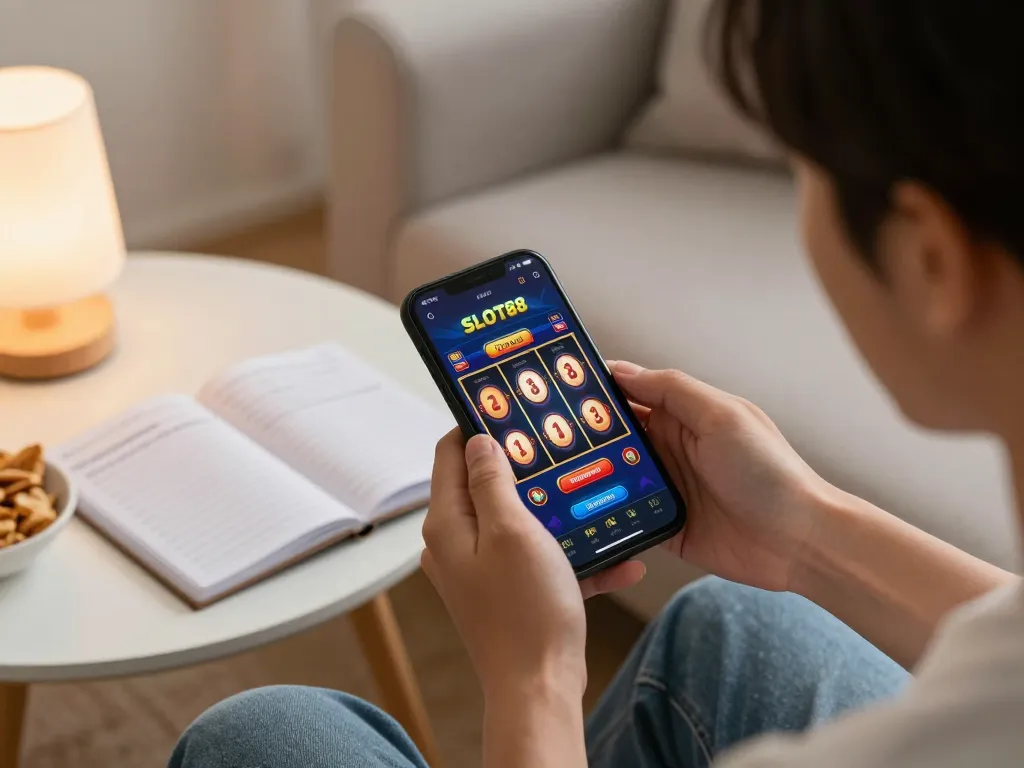 SLOT88 gaming on a smartphone showcasing engaging reels and vibrant gameplay.