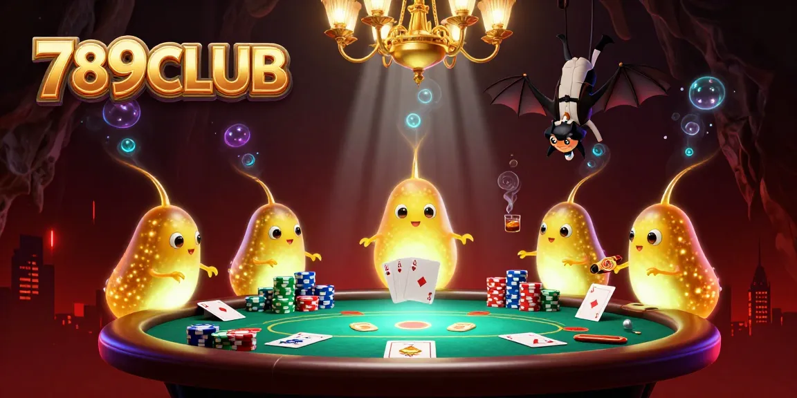 Experience vibrant gaming with 789CLUB's illuminated cave casino featuring glowworms and a bat dealer.