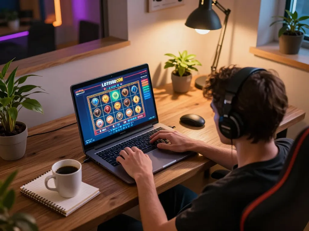 Engaging gameplay on LOTO188 COM with a player immersed in a slot game.