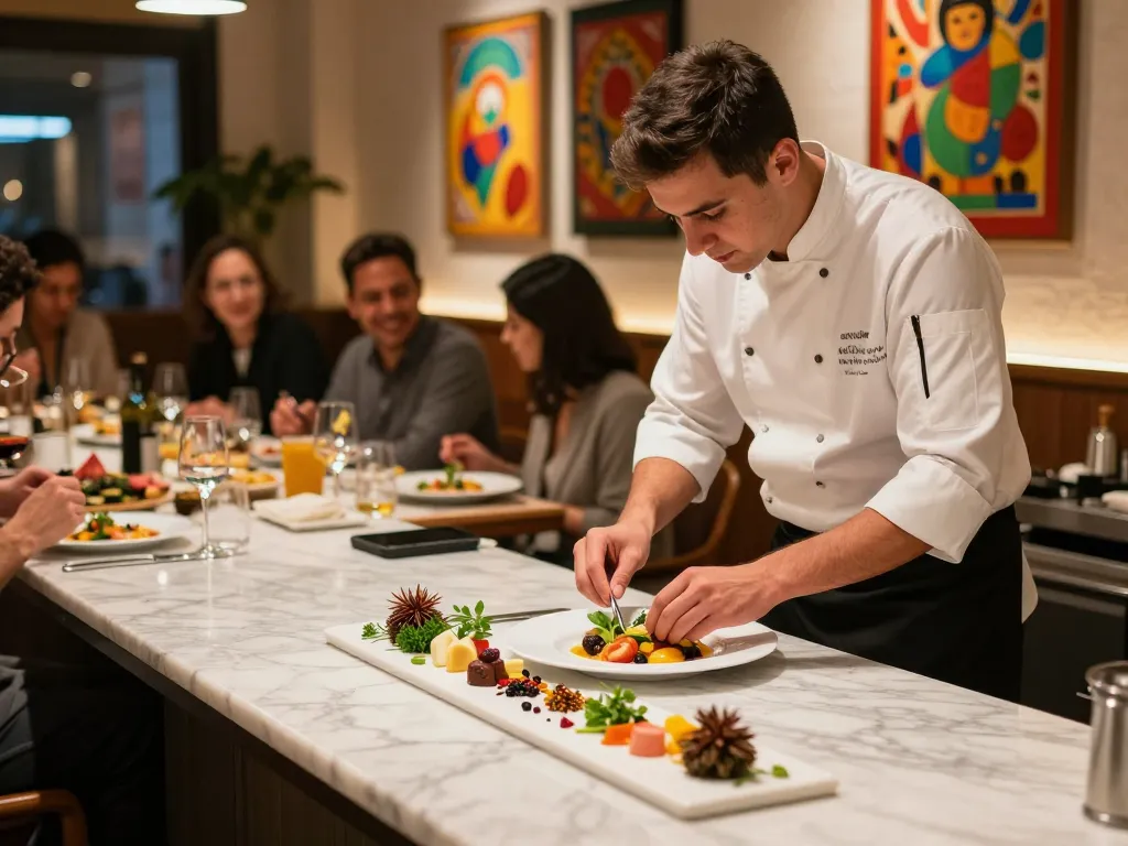 Exciting dining scene at Pokerseri showcasing culinary creativity and a vibrant atmosphere