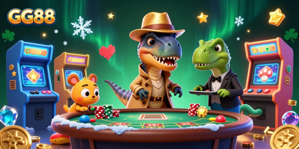 Join GG88's thrilling blackjack table with a sneaky velociraptor card counter and a vigilant pit boss for casino fun!