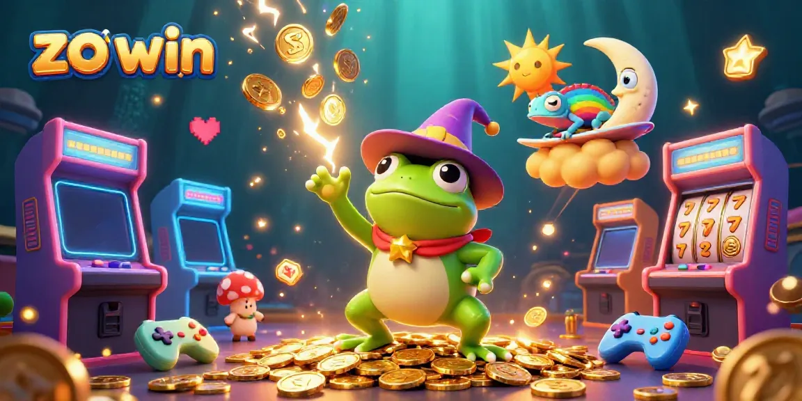 Experience the thrill of zo win with magical characters amidst storming coins and vibrant casino elements.