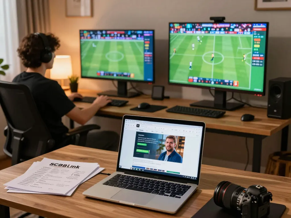 Engaging in live betting on the SC88 Link platform with an organized gaming setup and strategic notes.