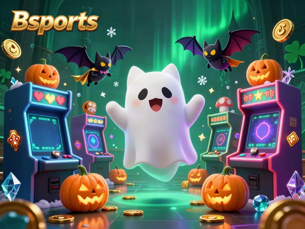 Engage with Bsports through an enchanting ghost cat and vampire bat in a haunted casino.