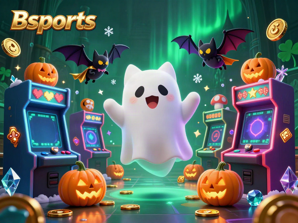 Engage with Bsports through an enchanting ghost cat and vampire bat in a haunted casino.