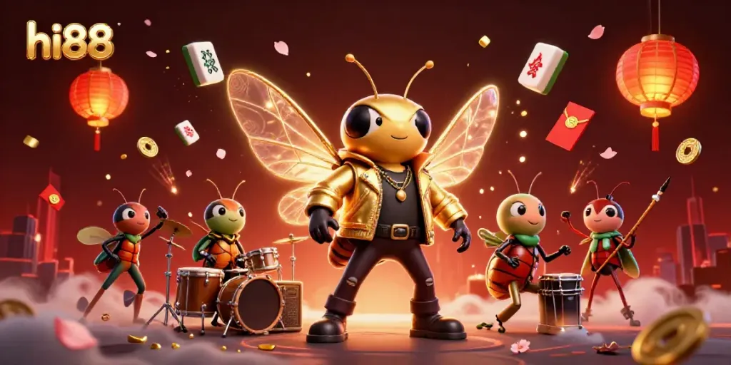 Chơi game sòng bạc giải trí với hi88, cicada ngôi sao rock trong cảnh hoành tráng.