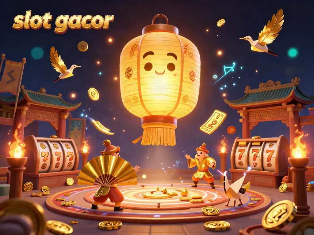Experience thrilling slot gacor action with a vibrant scene featuring dynamic characters and casino elements.